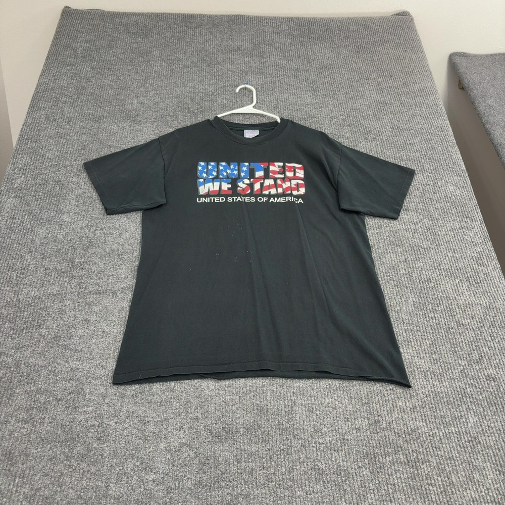 Vintage All Sport T Shirt Mens XL Black Cotton United We Stand Graphic USA 90s